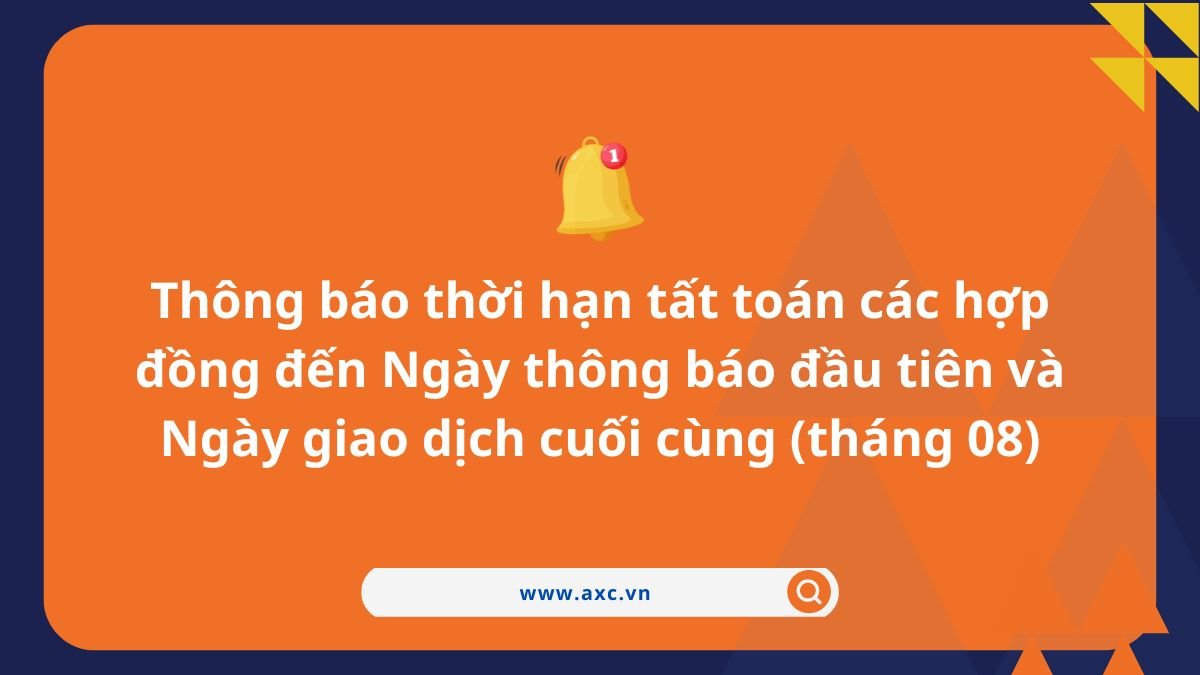 Thông báo thời hạn tất toán các hợp đồng đến Ngày thông báo đầu tiên và Ngày giao dịch cuối cùng (tháng 08)